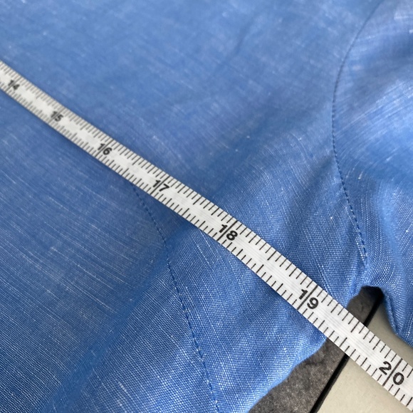 J. Mclaughlin Linen Blend Short Sleeve Shirt Blue Small - Picture 11 of 14